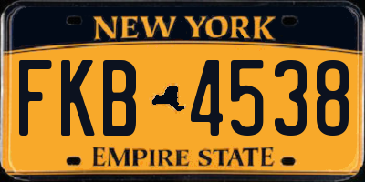 NY license plate FKB4538