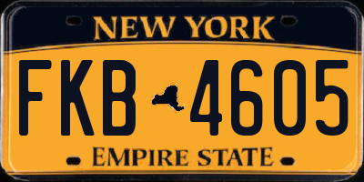 NY license plate FKB4605