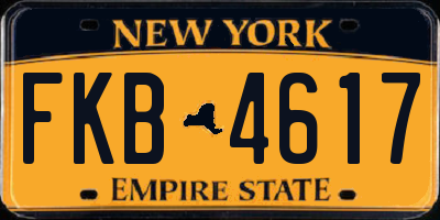 NY license plate FKB4617