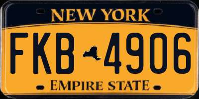 NY license plate FKB4906