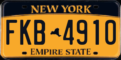 NY license plate FKB4910