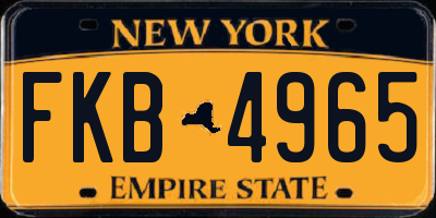 NY license plate FKB4965