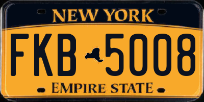 NY license plate FKB5008