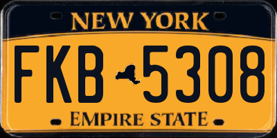 NY license plate FKB5308