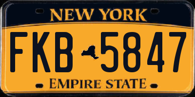 NY license plate FKB5847