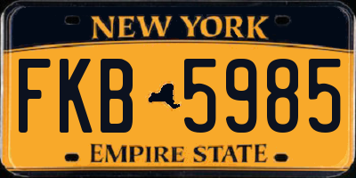 NY license plate FKB5985