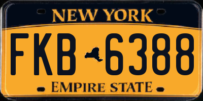NY license plate FKB6388