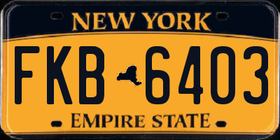 NY license plate FKB6403