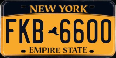 NY license plate FKB6600