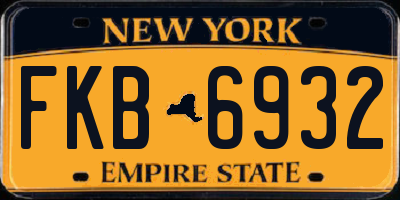 NY license plate FKB6932