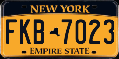NY license plate FKB7023