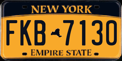 NY license plate FKB7130
