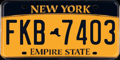NY license plate FKB7403