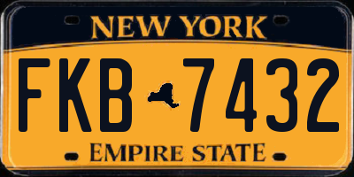 NY license plate FKB7432
