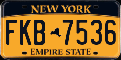 NY license plate FKB7536