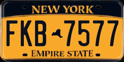 NY license plate FKB7577