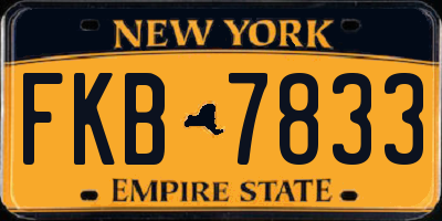 NY license plate FKB7833