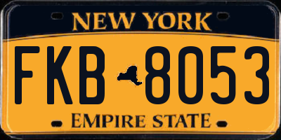 NY license plate FKB8053