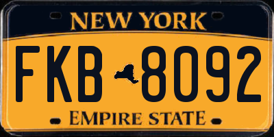 NY license plate FKB8092