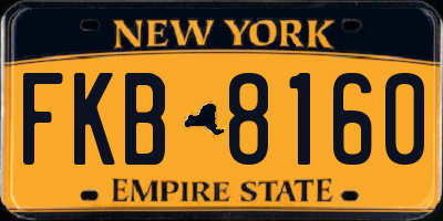NY license plate FKB8160