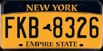 NY license plate FKB8326