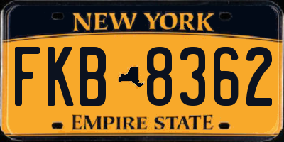 NY license plate FKB8362