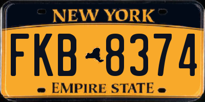 NY license plate FKB8374