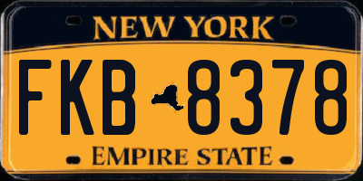 NY license plate FKB8378