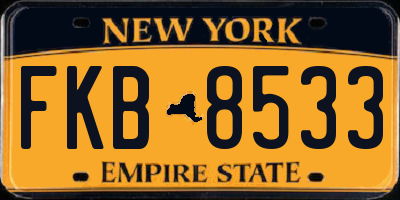 NY license plate FKB8533