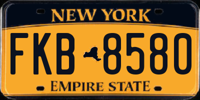 NY license plate FKB8580