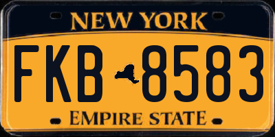 NY license plate FKB8583