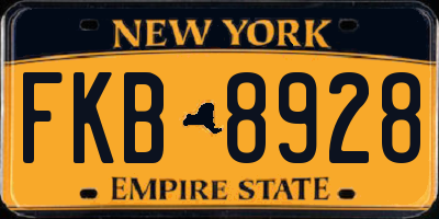 NY license plate FKB8928