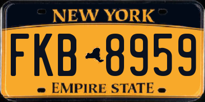 NY license plate FKB8959