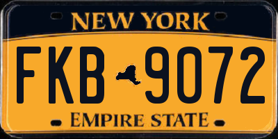 NY license plate FKB9072