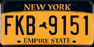NY license plate FKB9151