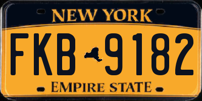 NY license plate FKB9182