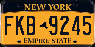 NY license plate FKB9245