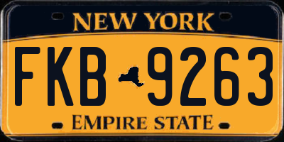 NY license plate FKB9263