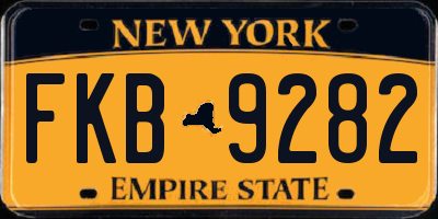 NY license plate FKB9282