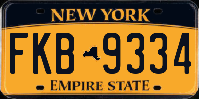 NY license plate FKB9334