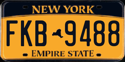 NY license plate FKB9488
