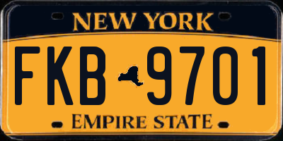 NY license plate FKB9701