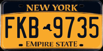NY license plate FKB9735