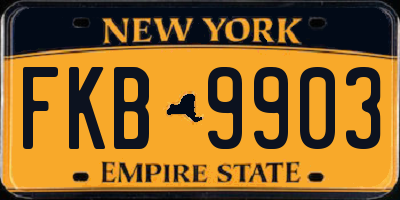 NY license plate FKB9903