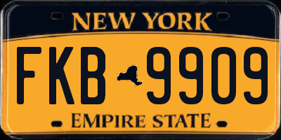 NY license plate FKB9909