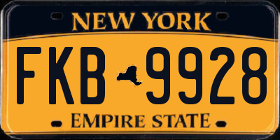 NY license plate FKB9928