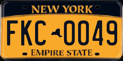 NY license plate FKC0049