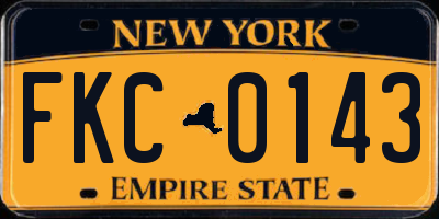 NY license plate FKC0143