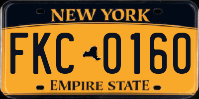 NY license plate FKC0160