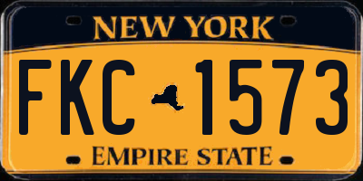 NY license plate FKC1573